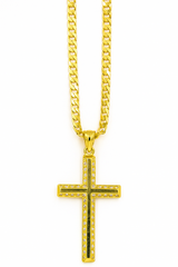 Giovani 18K Gold Plated Cross Pendant with 24" Cuban Chain – Modern Faith Jewelry for Men