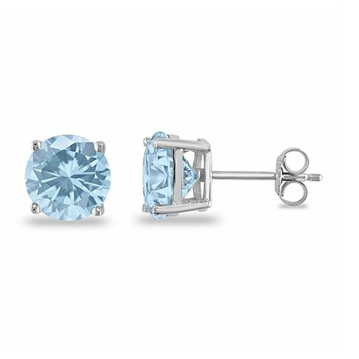 Giovani GOLD NYC 925 Sterling Silver Round Aquamarine Stud Earrings