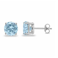 Giovani GOLD NYC 925 Sterling Silver Round Aquamarine Stud Earrings