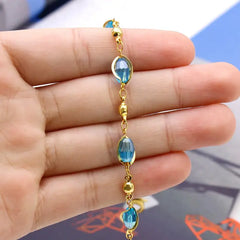 Giovani GOLD NYC 18K Gold Filled Elegant Light Blue Oval-Link Anklet