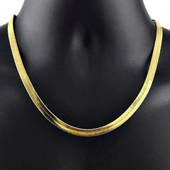 Giovani GOLD NYC 14k Yellow Gold 5mm Flat Herringbone Chain Necklace for Men or Women, 20" - 24"