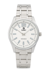 Sunny Silver Stainless Steel Watch – Minimalist White Dial Men’s Quartz Timepiece