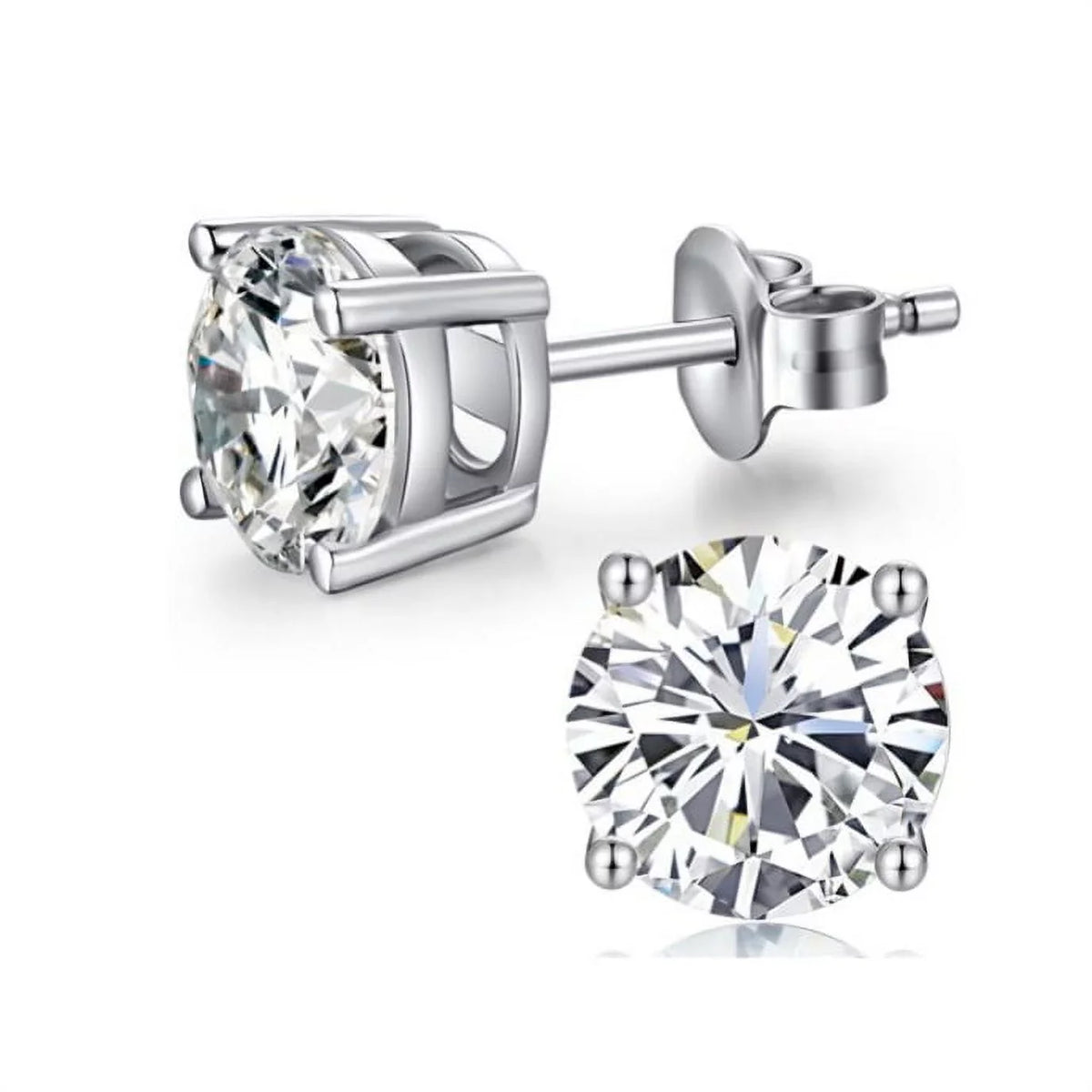 Giovani GOLD NYC Unisex 10k White Gold 1/2 Ct Round Created White Sapphire Stud Earrings