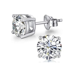 Giovani GOLD NYC Unisex 10k White Gold 1/2 Ct Round Created White Sapphire Stud Earrings