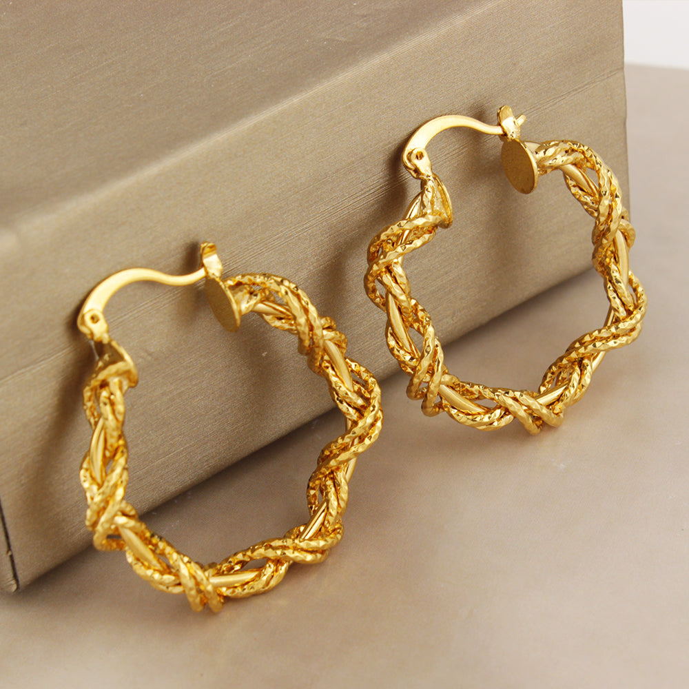 Giovani GOLD NYC 14K Gold Solid Star Love knot Hoop Earring