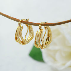 14K Greek Gold Unique Hoop Earrings