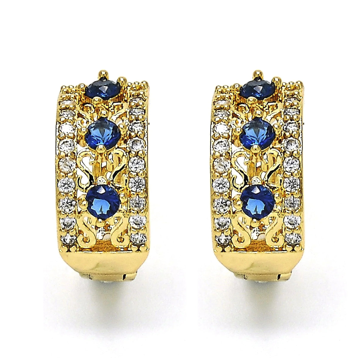 Giovani GOLD NYC Lab-Created Sapphire Hoop Earrings – Elegant Gold-Plated Hoops