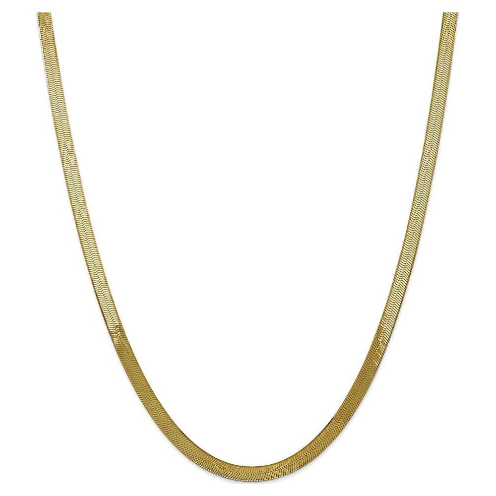 Giovani GOLD NYC 14k Yellow Gold 5mm Flat Herringbone Chain Necklace for Men or Women, 20" - 24"