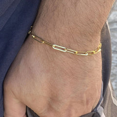 Giovani GOLD NYC 14k Gold Plated over 925 Silver Paperclip Paper Clip Bracelet 7'' 4MM