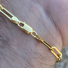 Giovani GOLD NYC 14k Gold Plated over 925 Silver Paperclip Paper Clip Bracelet 7'' 4MM