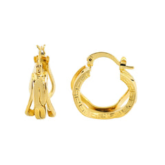 14K Greek Gold Unique Hoop Earrings