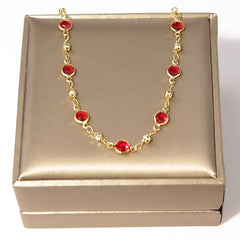 Giovani GOLD NYC 18K GOLD PLATED HIGH POLISH FINISH RED CRYSTAL ANKLET