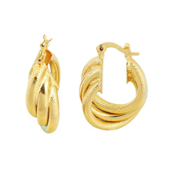 14K Gold Mate Triple Hoop Earrings
