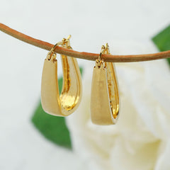 Giovani GOLD NYC 14K Gold Solid Flat Greek Hoop Earrings