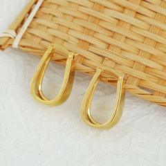 Giovani GOLD NYC 14K Gold Solid Flat Greek Hoop Earrings