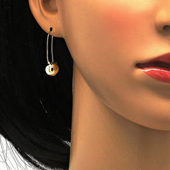 Leverback Earring, Ball Design, Polished Finish, Golden Tone