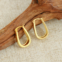 Giovani GOLD NYC 14K Gold Solid Flat Greek Hoop Earrings