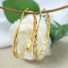 14K Gold Large Twist Hoop Earrings 60mm