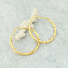 14K Gold Large Twist Hoop Earrings 60mm