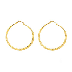 14K Gold Large Twist Hoop Earrings 60mm