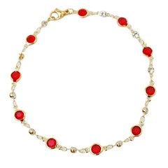 Giovani GOLD NYC 18K GOLD PLATED HIGH POLISH FINISH RED CRYSTAL ANKLET