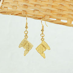 Giovani GOLD NYC 14k Yellow Gold Trindade Map Hanging earring