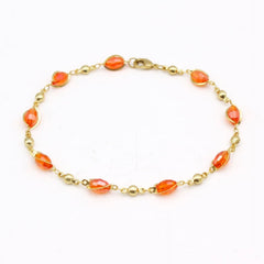 Giovani GOLD NYC 18K Gold High Polish Finish Oval Crystal Ankle Bracelet – Luxurious & Elegant Foot Jewelry