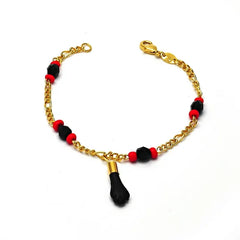 Giovani GOLD NYC 18K Gold Evil Eye Azabache Black Hand Figa Protection Good Luck Charm Bracelet Kabbalah Baby Kid Women 6''