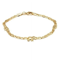 Giovani GOLD NYC 18K Go ld Mariner link elephant Bracelet 8'' Womens Teens