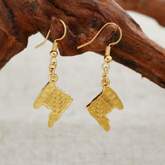 Giovani GOLD NYC 14k Yellow Gold Trindade Map Hanging earring