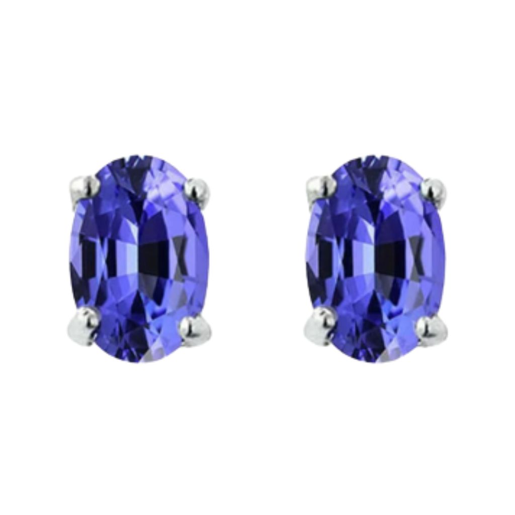 Giovani GOLD NYC 925 Sterling Silver 2 ct. Glass Tanzanite Round Stud Earrings