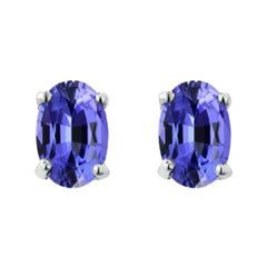 Giovani GOLD NYC 925 Sterling Silver 2 ct. Glass Tanzanite Round Stud Earrings