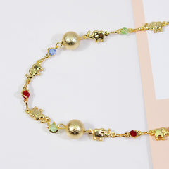 Giovani GOLD NYC 18K-Gold-Filled Multi-Color Lucky Elephant Ball Anklet