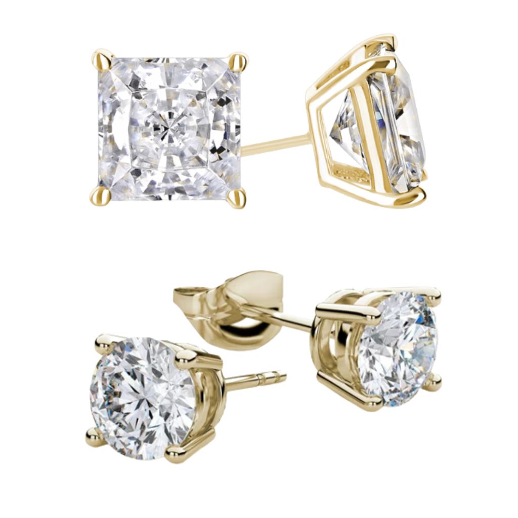 Giovani GOLD NYC 18K Gold-Plated Round- and Princess-Cut Stud Earring Set (2-Pair)