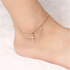 Giovani GOLD NYC 18K-Gold-Hanging Cross Anklet