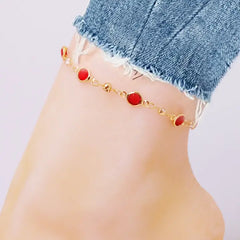 Giovani GOLD NYC 18K GOLD PLATED HIGH POLISH FINISH RED CRYSTAL ANKLET