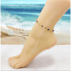 Giovani GOLD NYC 10-Inch 18K-Gold-Filled Blue Crystal Anklet