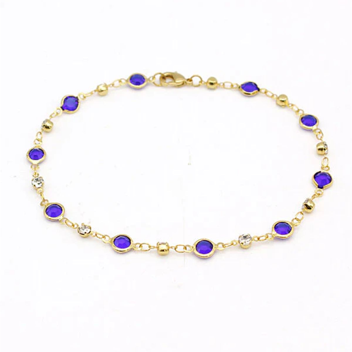 Giovani GOLD NYC 10-Inch 18K-Gold-Filled Blue Crystal Anklet