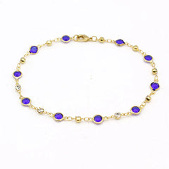 Giovani GOLD NYC 10-Inch 18K-Gold-Filled Blue Crystal Anklet