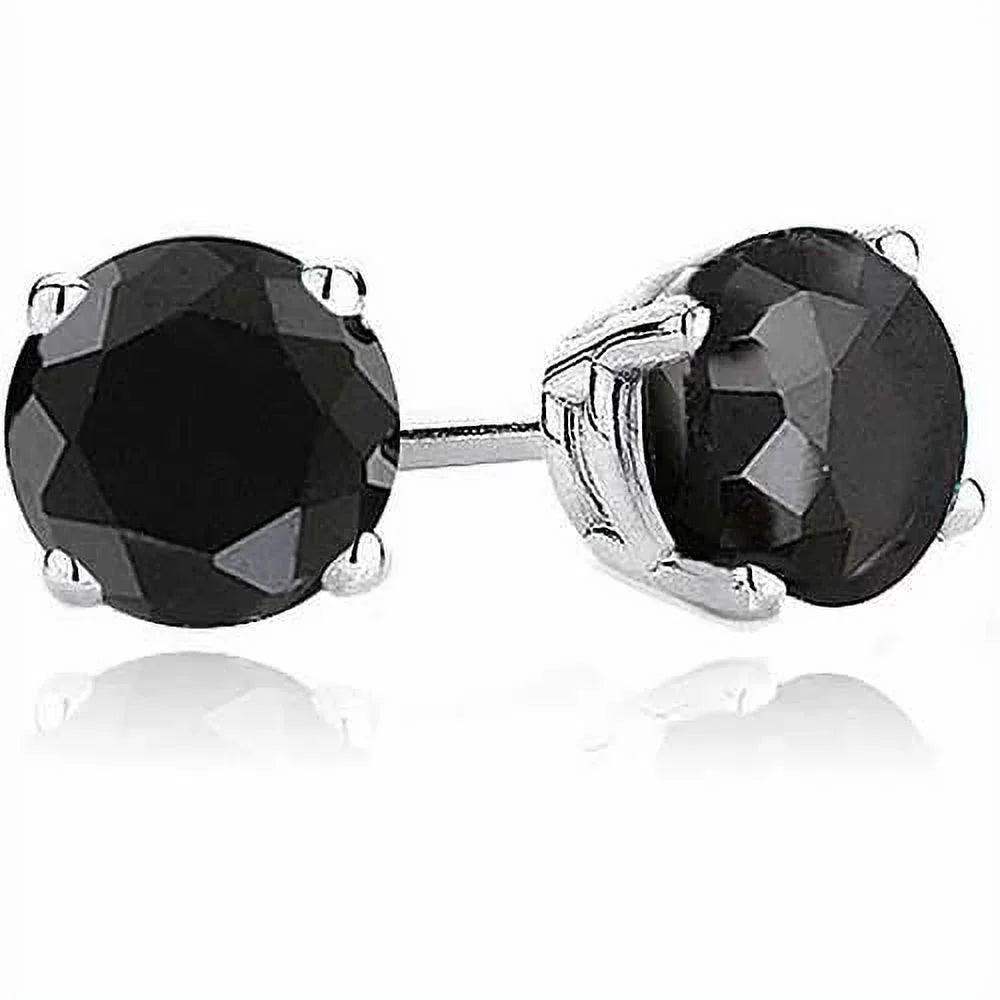 Giovani GOLD NYC 2 Carat Lab-Created Black Spinel Stud Earrings in Sterling Silver – 6mm