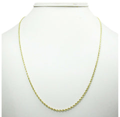 14K Solid Yellow Gold 1.8mm Rope Chain