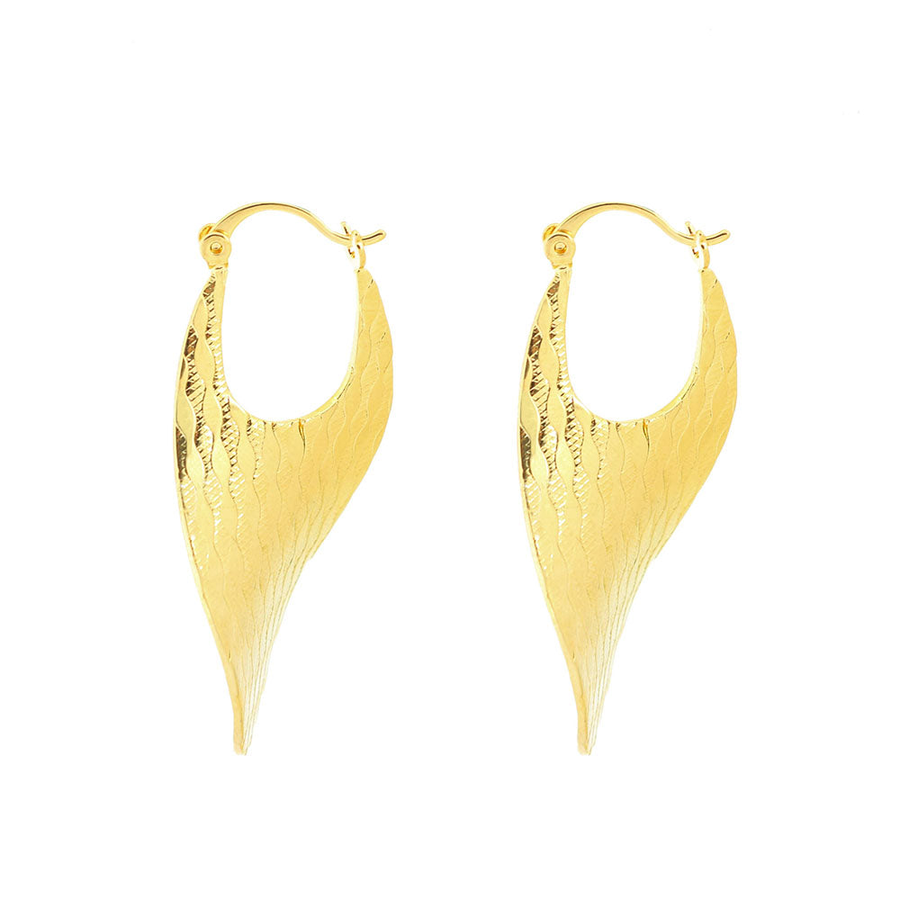 Giovani GOLD NYC 18K Gold Flat Wavy Patterned Hoop Earrings