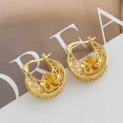 Giovani GOLD NYC 14k Gold Flower Basket Hoop Earrings