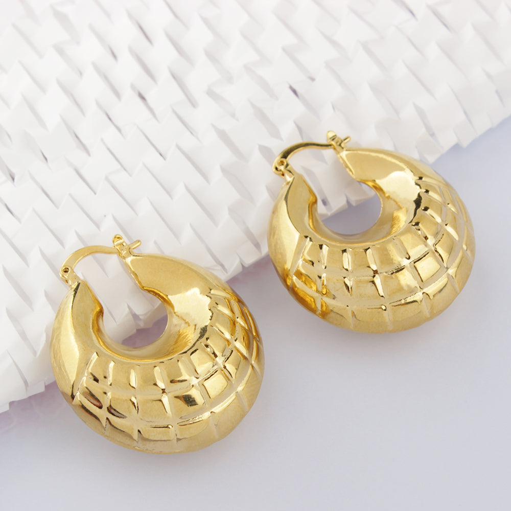 Giovani GOLD NYC 14k Gold Puffy Bamboo Nugget Hoop Earrings
