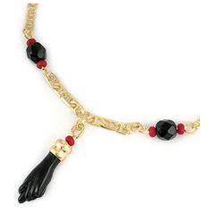 Giovani GOLD NYC 18K Gold-Filled Evil Eye Azabache Hand Charm Protection Mariner Bracelet