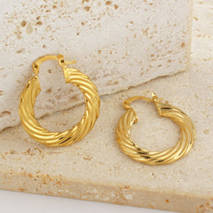 Giovani GOLD NYC 14k Gold Classic Bamboo Hoop Earrings