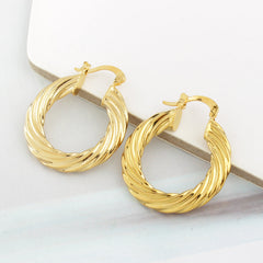 Giovani GOLD NYC 14k Gold Classic Bamboo Hoop Earrings