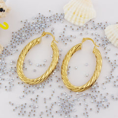 Giovani GOLD NYC 14k Gold Classic Oval Bamboo Hoop Earrings