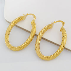 Giovani GOLD NYC 14k Gold Classic Oval Bamboo Hoop Earrings