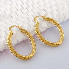 Giovani GOLD NYC 14k Gold Classic Oval Bamboo Hoop Earrings